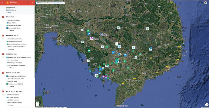 Cambodia Electric Vehicle Charging Station Distribution Map